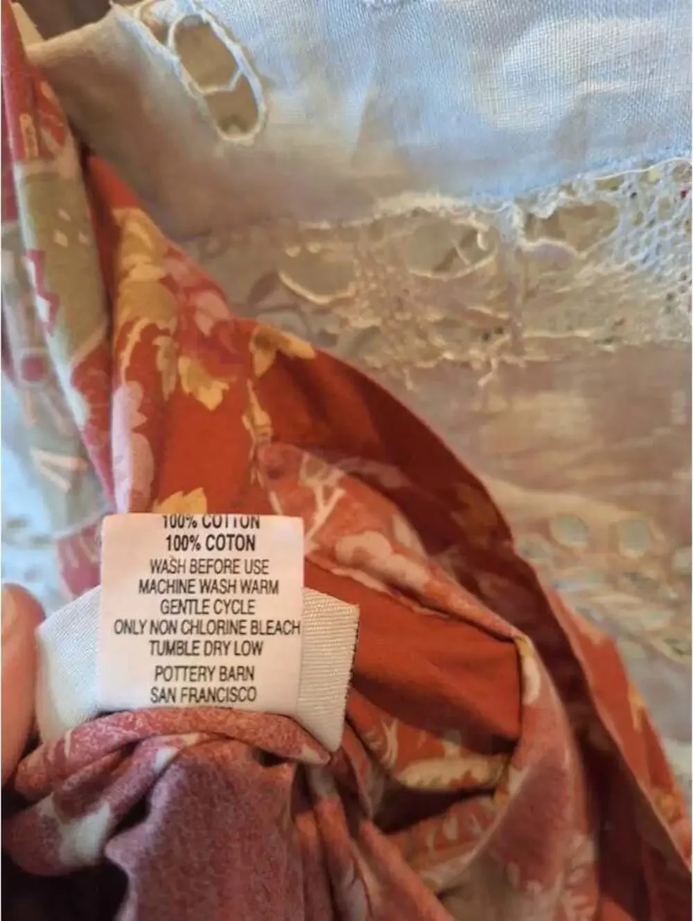 Pottery Barn pillow shams, cotton, paisley and roses, Standard decorative. Two!